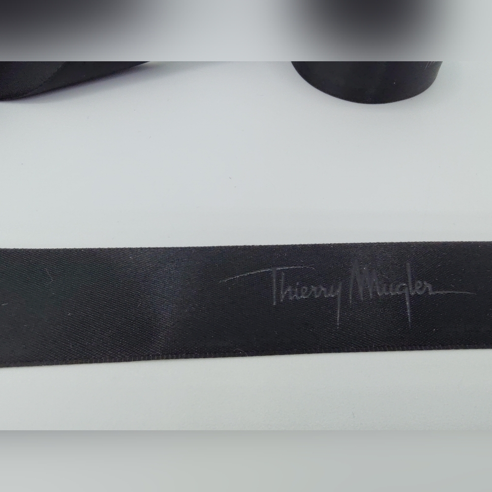 THIERRY MUGLER Logo Ribbon Black Satin 2 Yards Luxury Designer Packaging - Picture 2 of 4